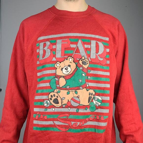 Vintage red ugly christmas sweater size Large - Picture 1 of 4